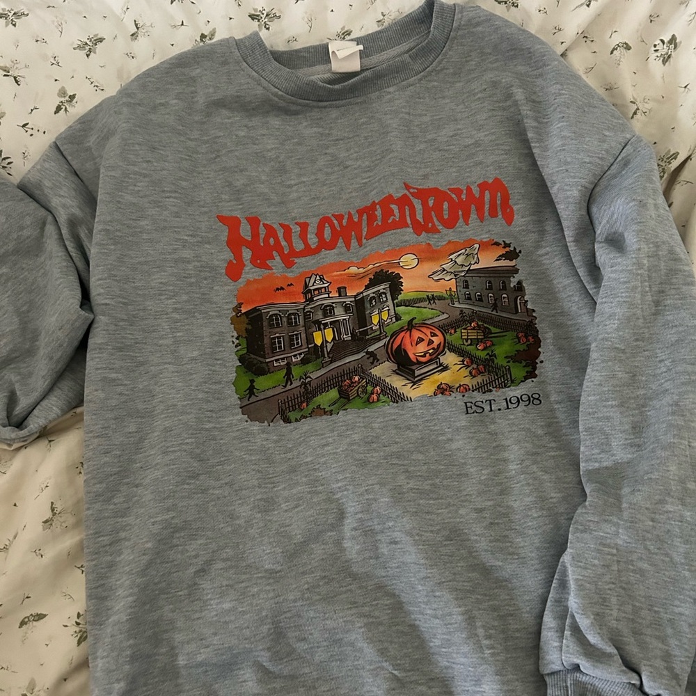 Gray halloween town crewneck